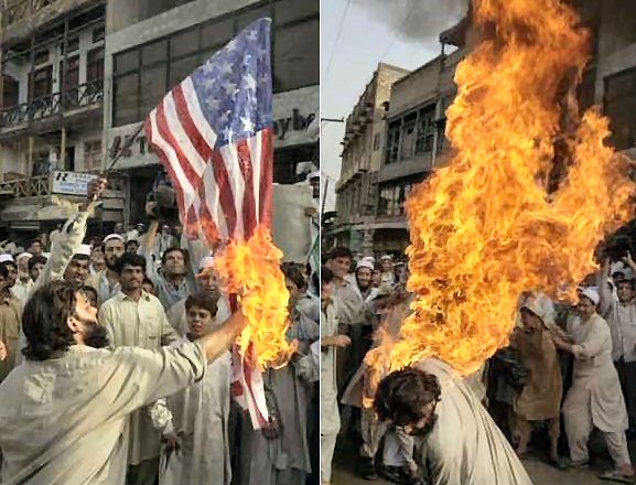 burning american flag